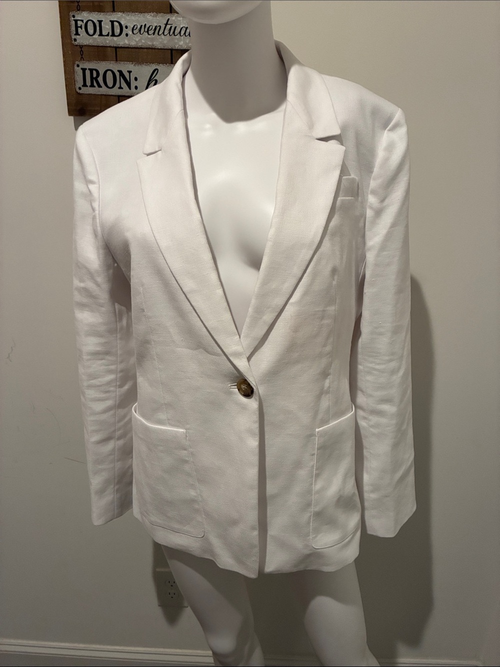 J. Crew White Single-Button Notched Blazer